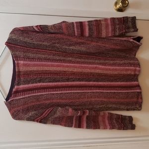 Chaps knitted sweater for ladies. Light pink, dark pink, magenta stripes